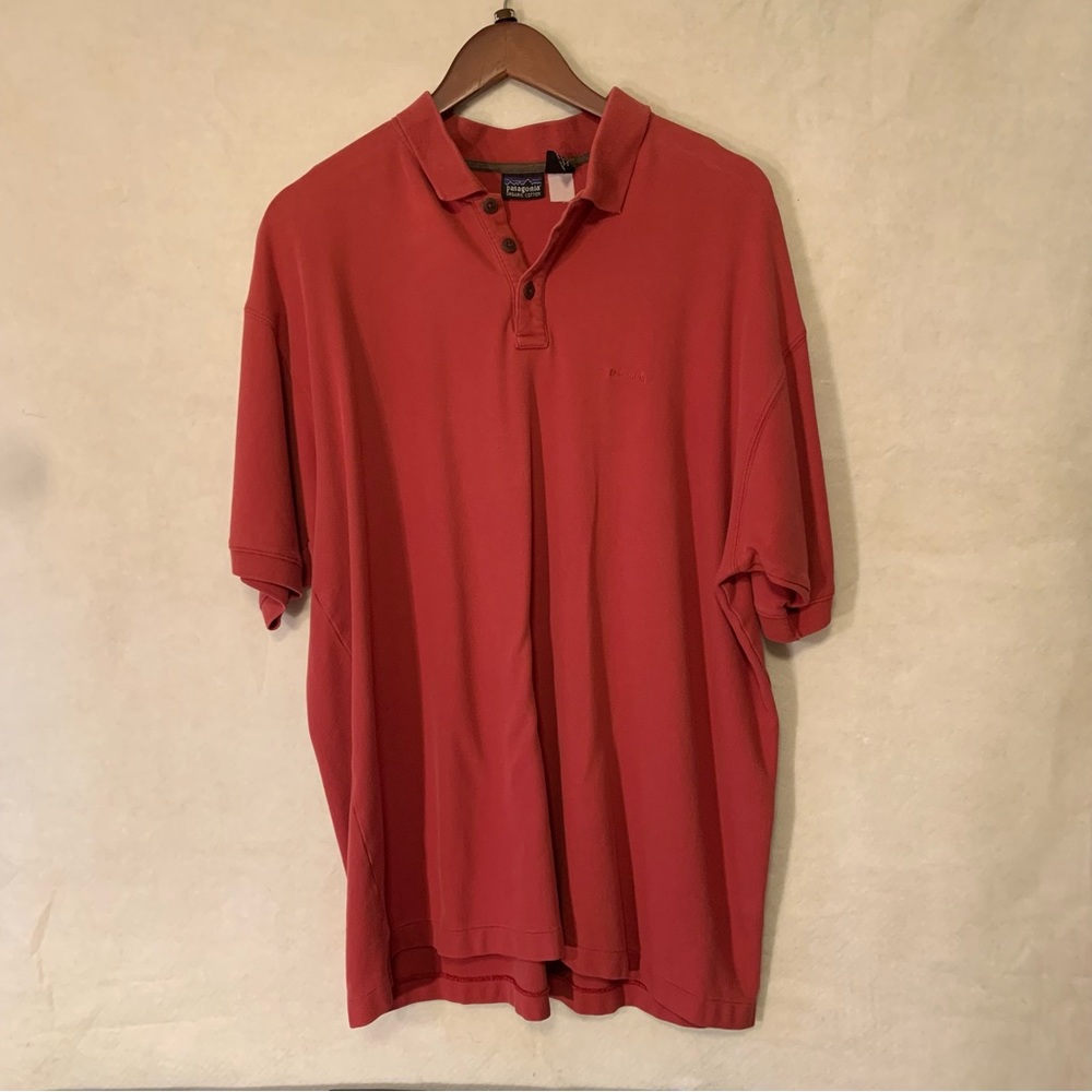 Patagonia mens burnt orange Organic Cotton Polo Shirt-Size XL EUC
